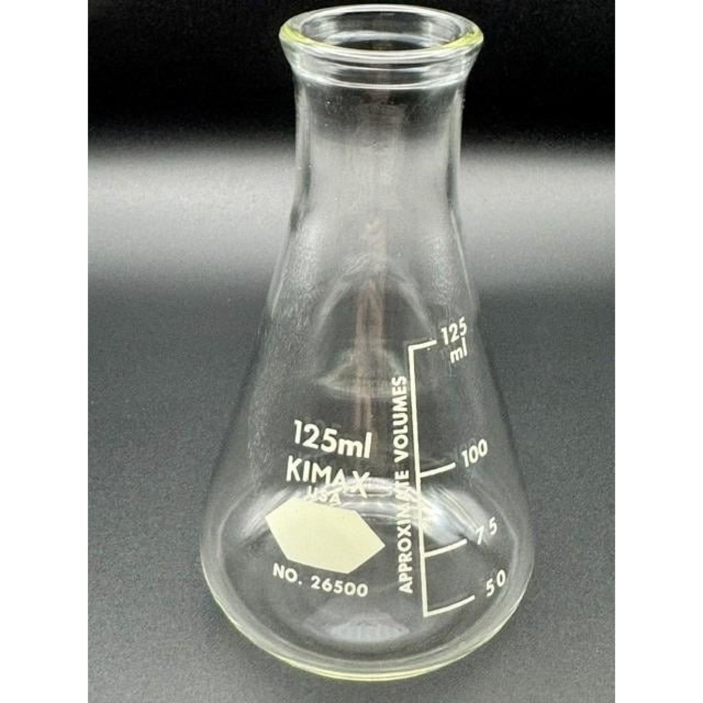 1960s-1970s KIMAX 125mL Erlenmeyer Flasks - Rare Original 9-Pk Shelf Box Lot 9